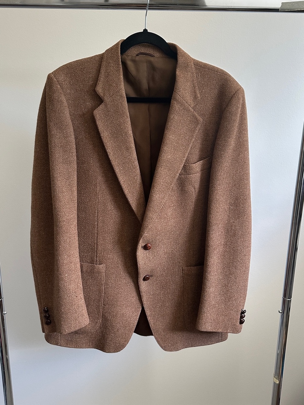 Men’s Vintage Park Row Utex Herringbone Wool Blazer Sport Coat | Brown Sz 44